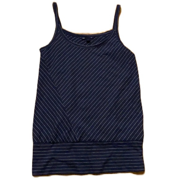 Gap tank top in navy and white pinstripe pattern size small banded bottom‎ hem S - Picture 1 of 7